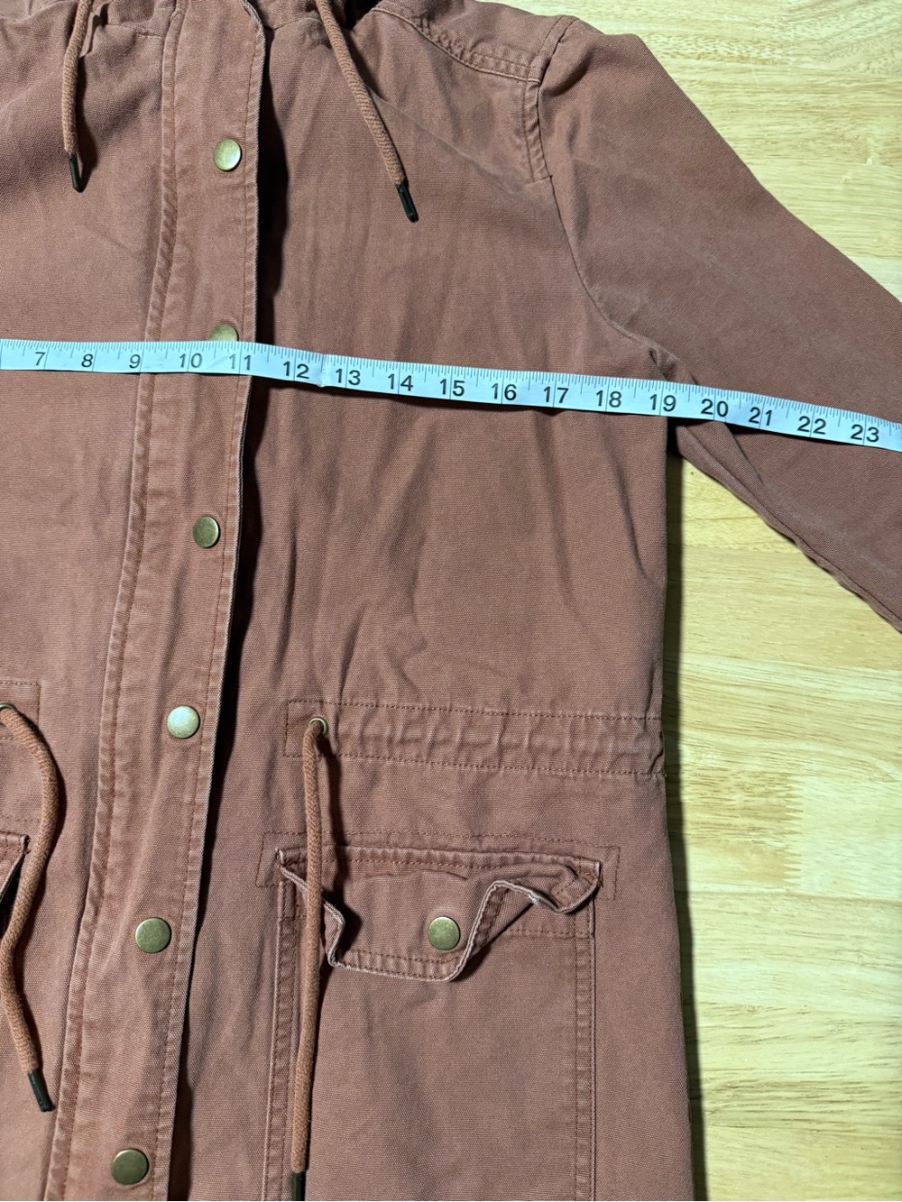 Forever 21 Women’s Burnt Orange Brown Utility Jacket Hooded Size Small - Picture 3 of 6